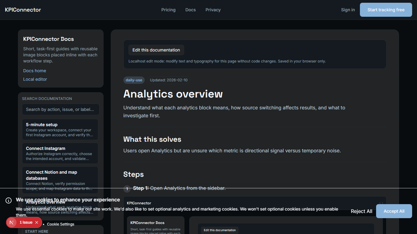 Analytics overview cards and trend context